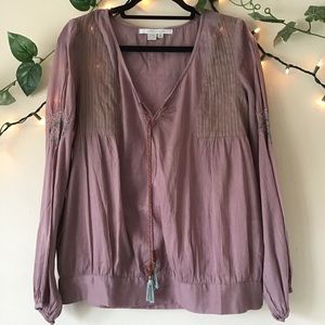 Zara Purple Embroidered Blouse